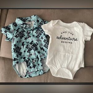 Mama's Boy Blue and White Baby Onesie Set
